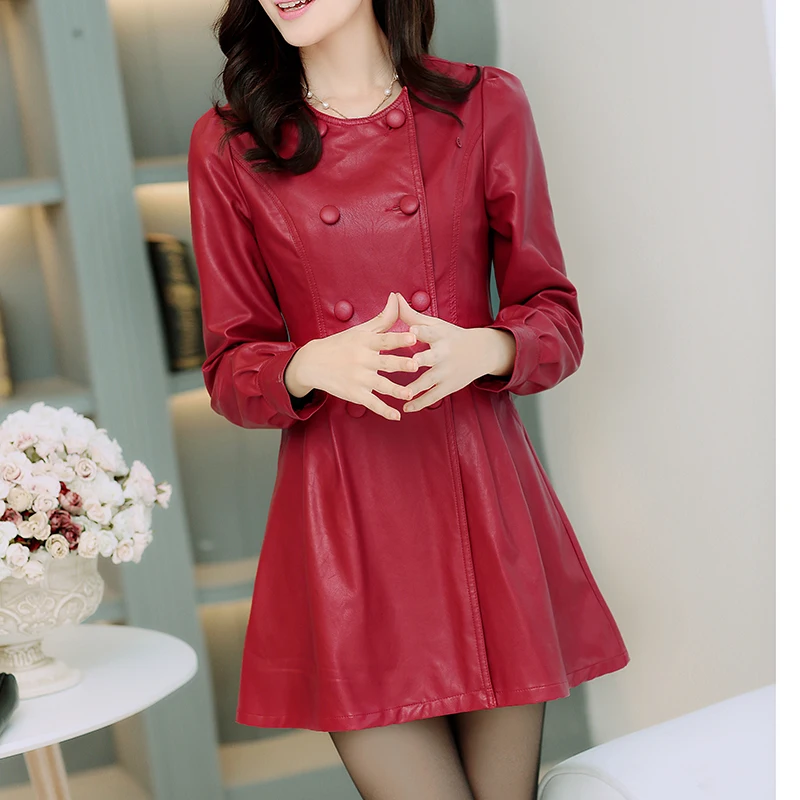 Новинка 2017 Осеннее кожаное пальто Ms. тонкая кожаная мотоциклетная куртка с