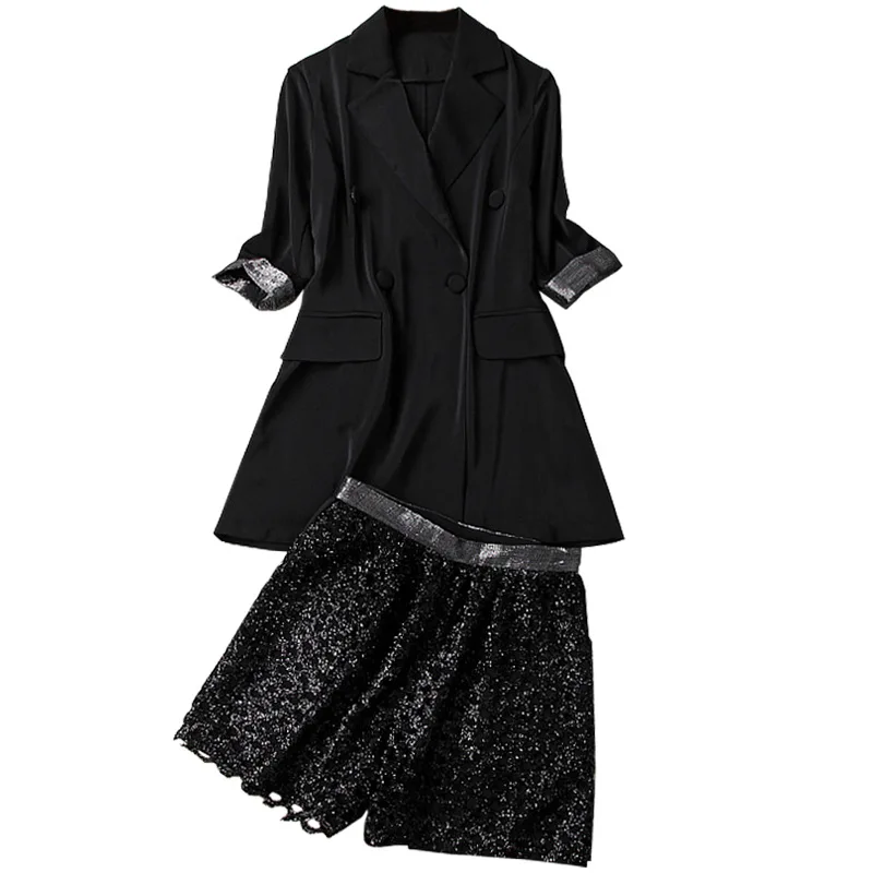 Женский офисный костюм из двух предметов модный пиджак с рукавами три четверти и