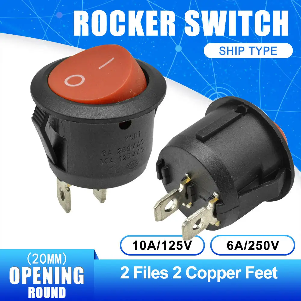 ON-OFF 2 Pin KCD1 кулисный переключатель 2 Pin 3 Pin 4 Pin 20 мм ВКЛ-ВЫКЛ-выкл-ВКЛ круглый лодочный переключатель AC 6A/250 В водонепроницаемый колпачок приборной панели автомобиля - Цвет: ON-OFF 2 Pin