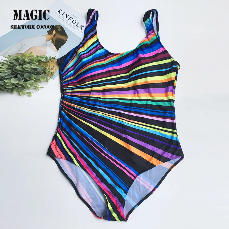 Женский слитный купальник бикини большого размера с принтом в