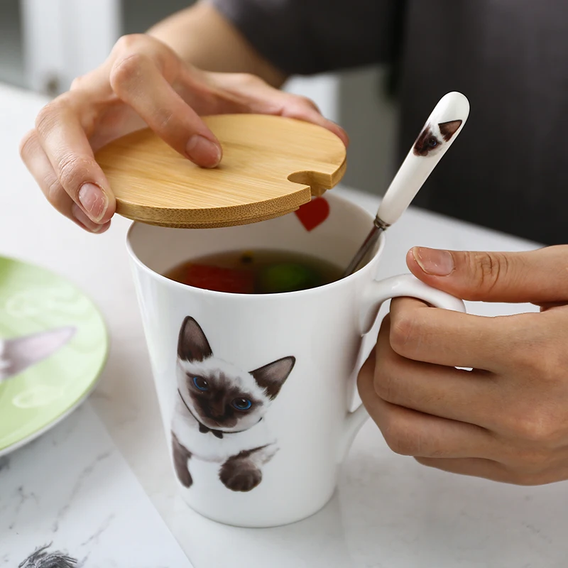 Новинка 2019 сиамские керамические кружки для кошек Милые Чашки с животными