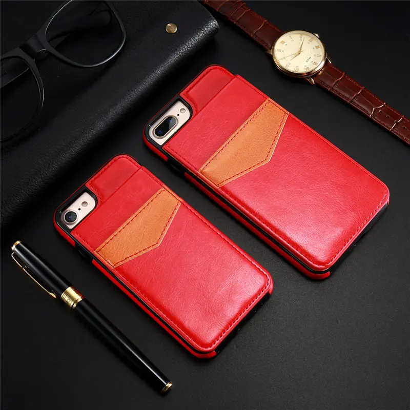 Kisscase Вертикальный Флип держатель карты кожаный чехол для iPhone 6 6S плюс X XR XS Макс Ретро Чехол сумка для iphone 7 8 плюс кошелек Чехол чехол на айфон 6 S 8 плюс чехлы на айфон X 7 плюс чехол на айфон XR XS Макс - Цвет: Red