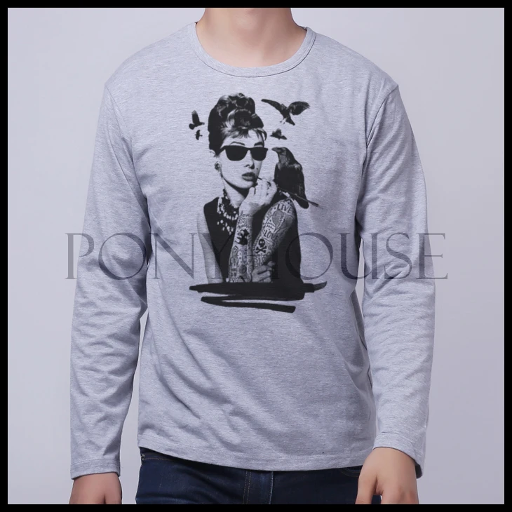 2015F ZT PD TATTOO HEPBURN Hepburn's tattoo offbeat long sleeved shirt | Мужская одежда