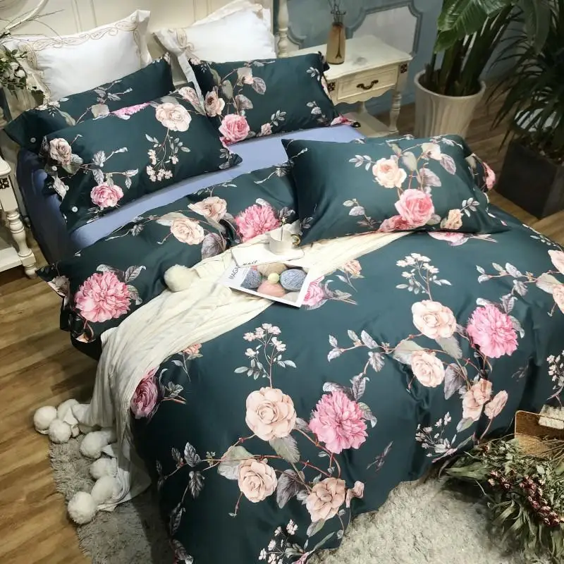 Египетский хлопок queen King size постельные принадлежности из шелка комплект роскошная простыня комплект резиновый простынь пододеяльник ropa de cama linge de lit
