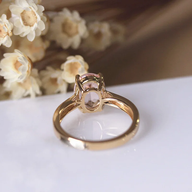

DUPUY Wedding Ring Luxury Jewelry 14k Yellow Gold Oval Cutting 7*9mm 1.7ct Morganite Ring Classic Engagement Rings D180060