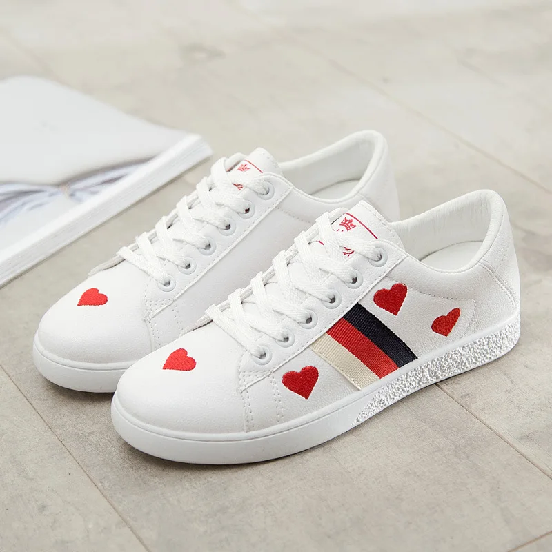Для женщин обувь Повседневное микрофибры любовь белые туфли на шнуровке