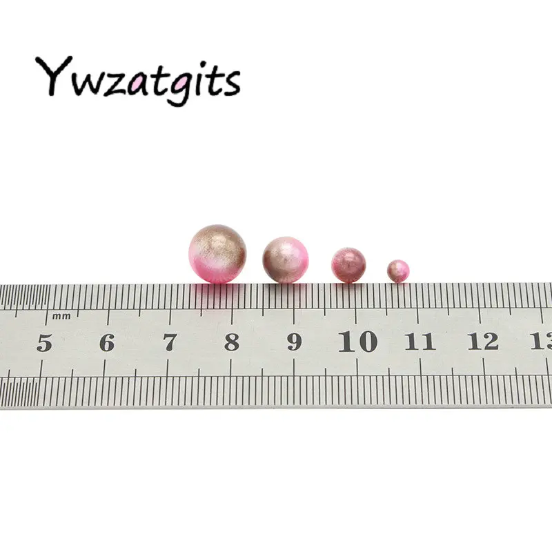 Ywzatgits 1140 шт./лот Mix Радуга Цвет круглый 4/6/8/10 мм Имитация жемчужные бусы, не требующие отверстия в ухе, DIY ручной работы аксессуары YE1213