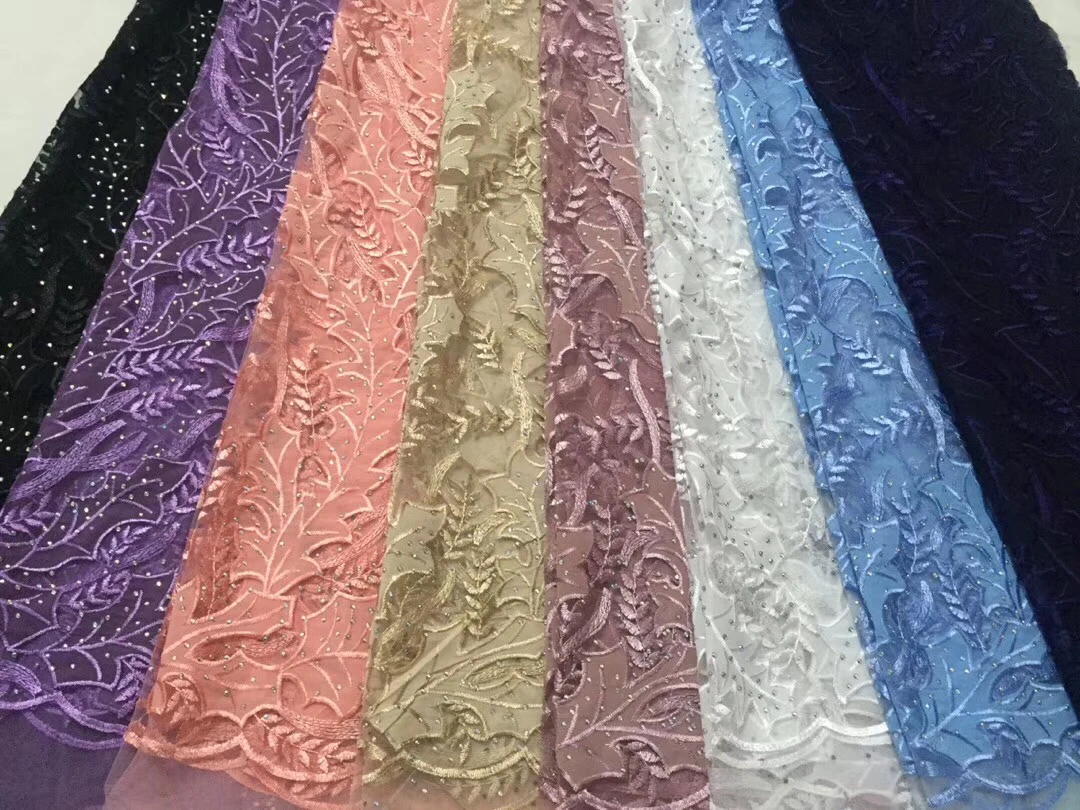 2019 New Style Purple African Dry Lace Fabric High Quality French Bridle With Stones Swiss Voile In SwitzerlandLCD9149 | Дом и сад