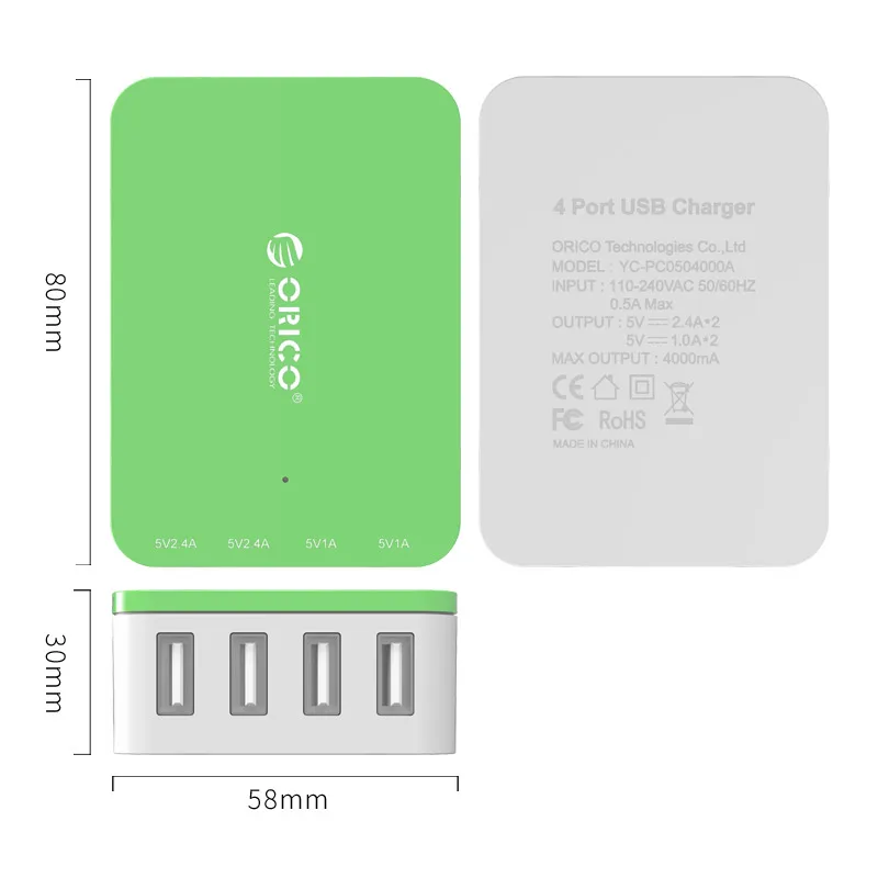 ORICO настольное зарядное устройство usb портативное универсальное умное зарядное устройство с 4 портами для samsung Xiaomi huawei Tablet
