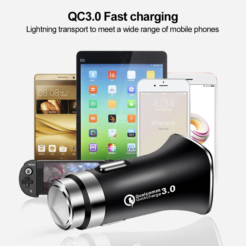 Автомобильное зарядное устройство QC3.0 12 В быстрая зарядка 5 9 2 А usb type c адаптер