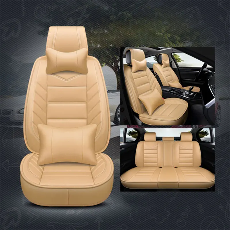 beige-hh Чехол для автокресла из искусственной кожи для VW Amarok Bora CC Golf Variant Santana T-Roc jetta 4 6 mk5 mk6 Tiguan L Touareg - Название цвета: beige-hh