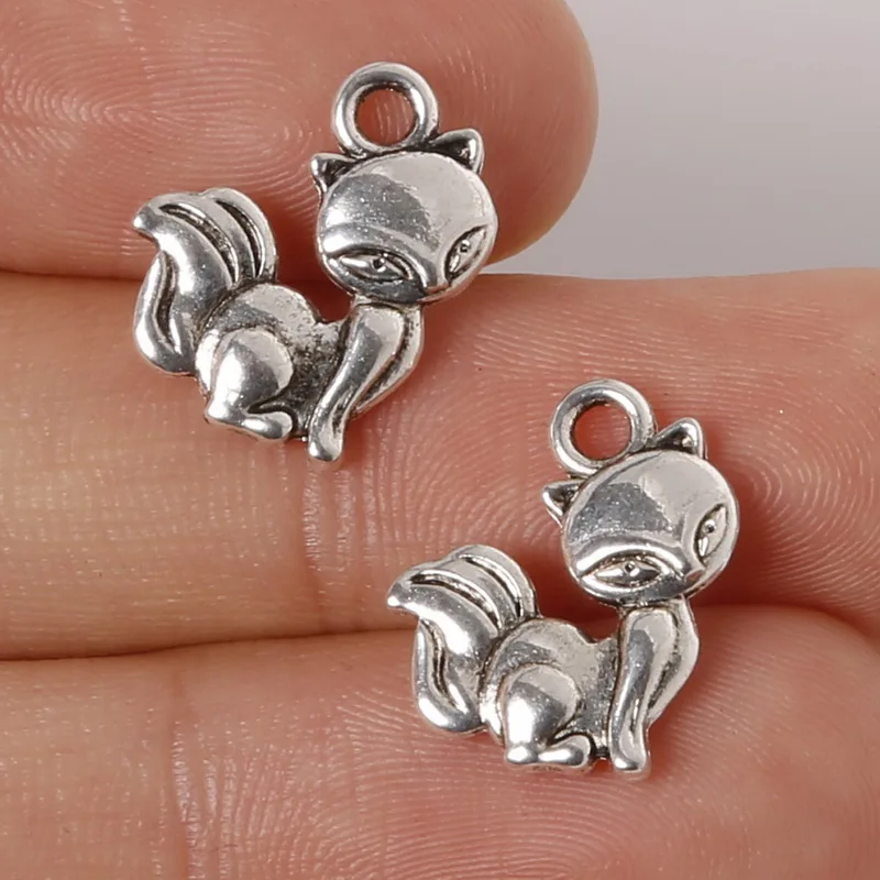 11 шт 12x15 мм цинковый сплав античные серебряные лисички DIY Подвески|charming skills|pendant
