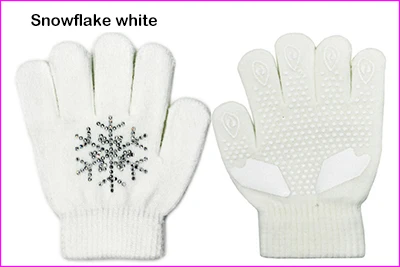 Snowflake white Волшебные перчатки для фигурного катания на запястье, тренировочные теплые защитные перчатки для рук, термоутолщенные безопасные Стразы для детей и взрослых, Нескользящие - Цвет: Snowflake white