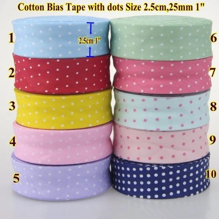 Лента для обвязки мелких точек из 100% хлопка 25 мм 20 10 метров|ribbon 25mm|tape sewingbias binding |