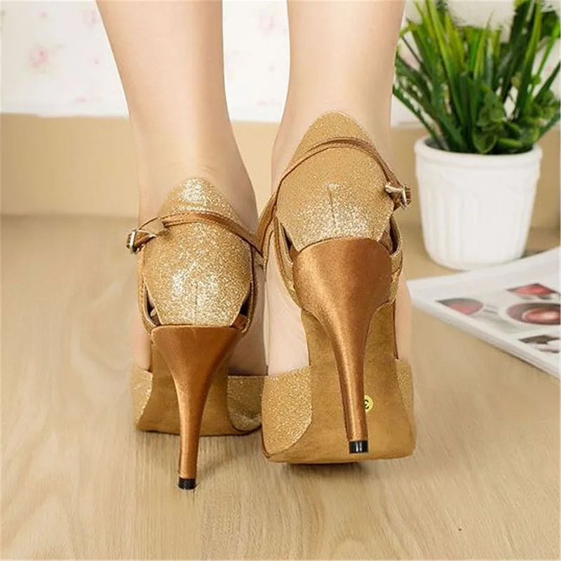 HXYOO/блестящие женские туфли для латинских танцев с Т образным ремешком