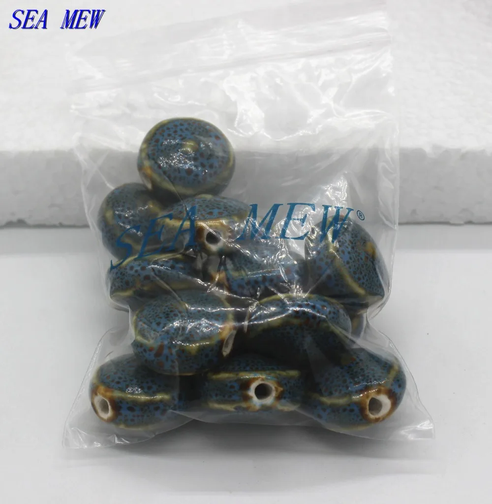 

SEA MEW 50PCS 21mm*22mm Ceramic Beads Porcelain Loose Beads Handmade Round 3mm Hole Beads For Jewelry Making