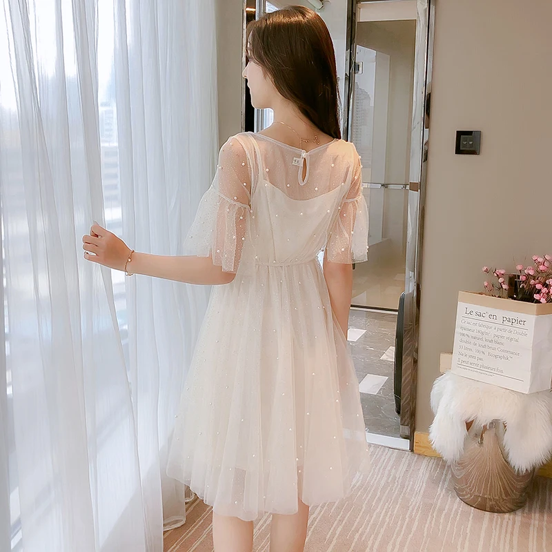 YoungGee летнее элегантное вечернее кружевное платье с жемчужинами женское розовое