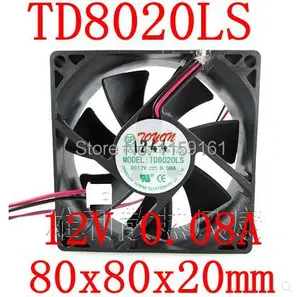 Бесплатная доставка Новый оригинальный TD8020LS 12V 0.08A 8CM 80*80*20MM тихий вентилятор