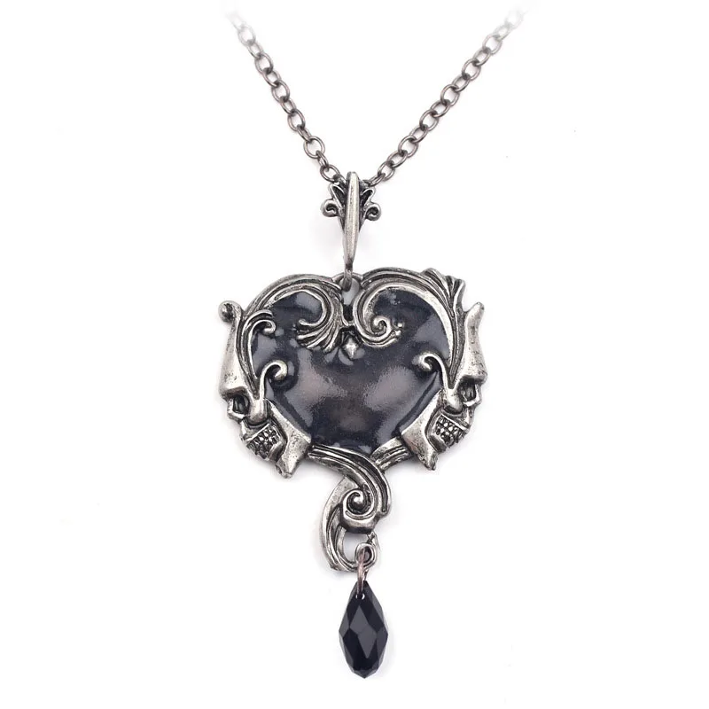 Silver Gold Color Jewelry Love Heart Necklaces& Pendants Double Chain Choker Necklace Collar Women Statement Jewelry Bijoux