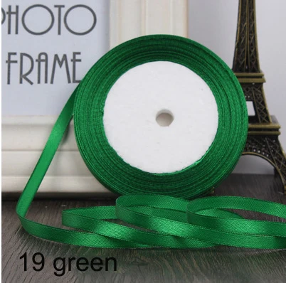 19 green 25 ярдов атласная лента 6 мм корсажные ленты DIY лук Ремесло Декор для упаковки подарков Свадебная вечеринка украшения принадлежности для скрапбукинга - Цвет: 19 green