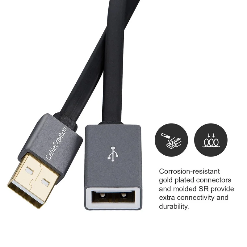 Удлинительный кабель USB 2 0 плоский тонкий A штырь-гнездо 1 66 футов удлинитель для