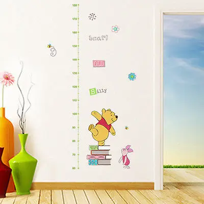 Винни Пух настенные переводные наклейки DIY Дети Мальчики Девочки Heught измерения для комнаты виниловые настенные наклейки