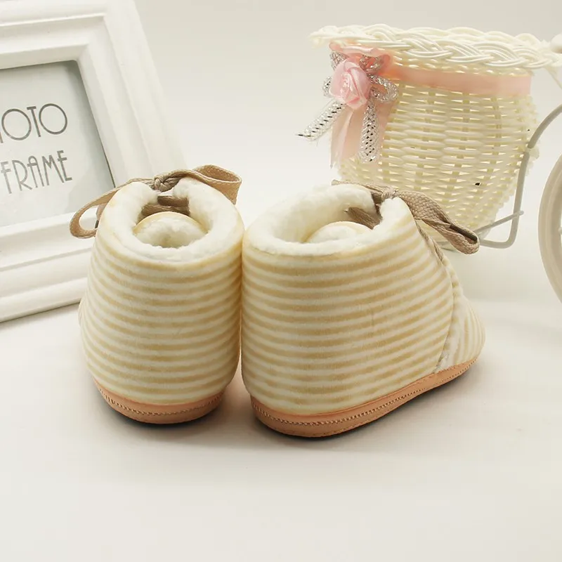 Autumn Winter Non-slip Baby Striped Shoes Warm Boys Girls Lovely First Walkers Unisex Fashion Kids New Arrival |