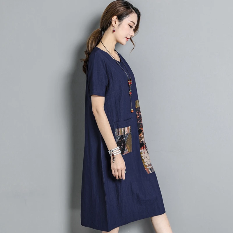 Новинка 2020 женское летнее платье модное свободное с круглым вырезом и коротким