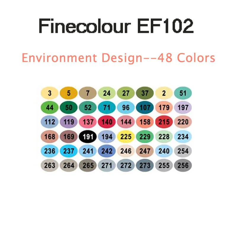 Finecolour EF102 двухсторонняя кисть для рисования 36/72/160 мягкая фломастера рисовать Архитектура/одежда/Промышленность/Дизайн интерьера - Цвет: 48 environment EF102