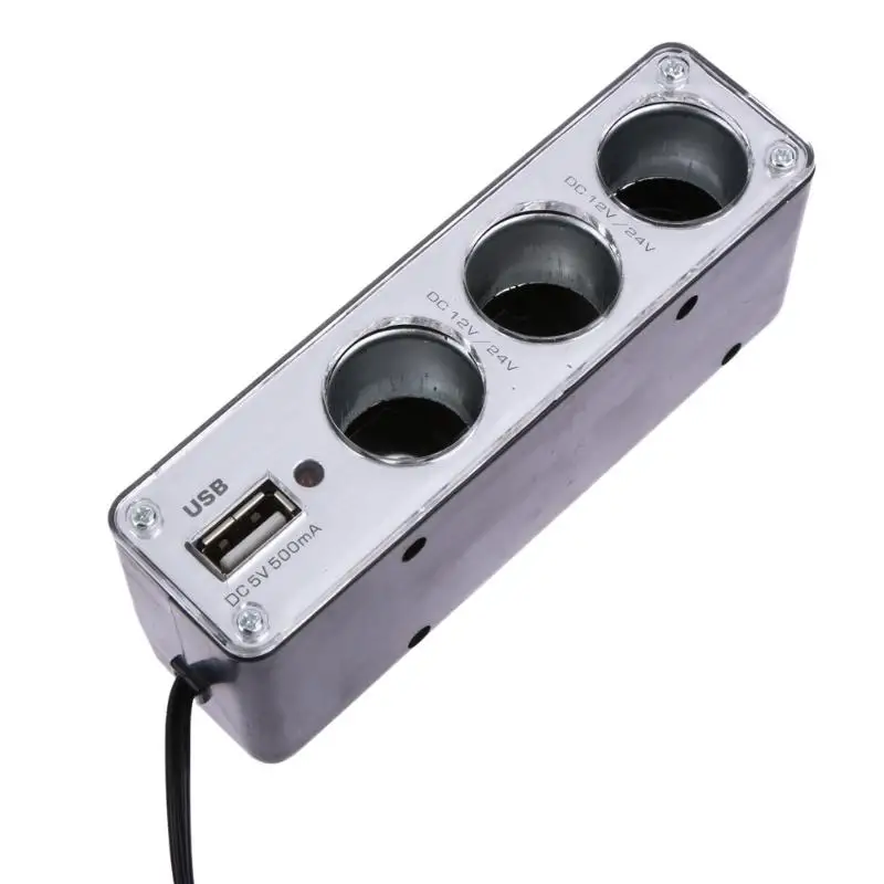 12 V-24 V USB 3 Розетка для автомобильного прикуривателя Разветвитель Зарядное устройство Мощность адаптер переменного тока с USB Порты и разъёмы заглушка автомобильного Зарядное устройство интерьер Запчасти