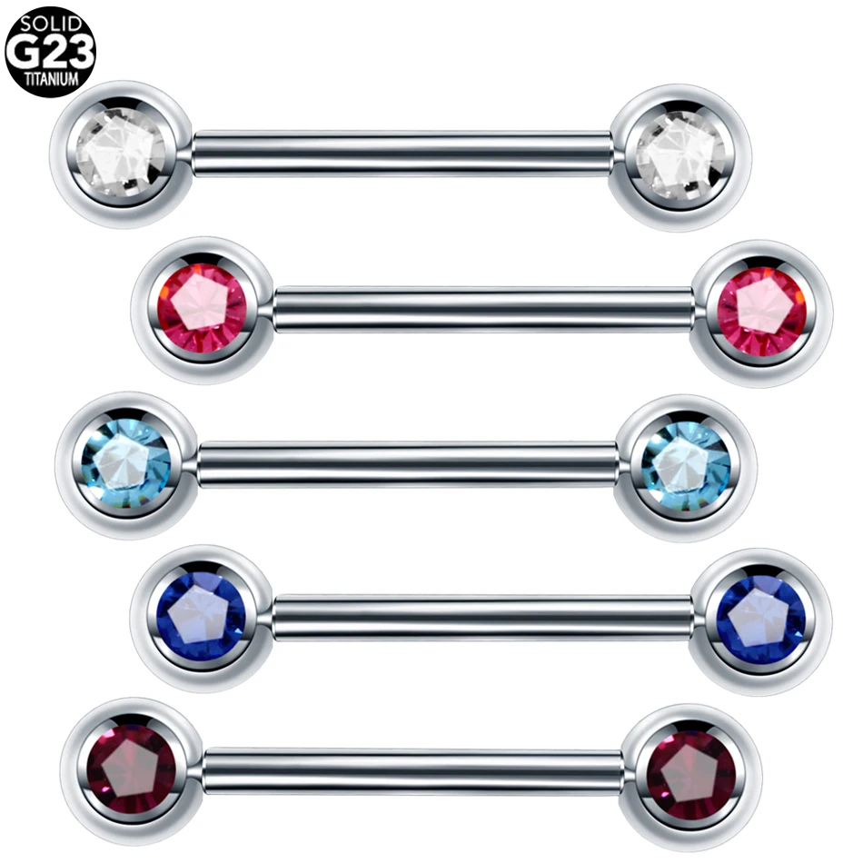 1pc G23 Titanium Nipple Barbell Rings Gem Internally Thread Tongue Long Cartilage Bar Earrings Body Jewelry | Украшения и