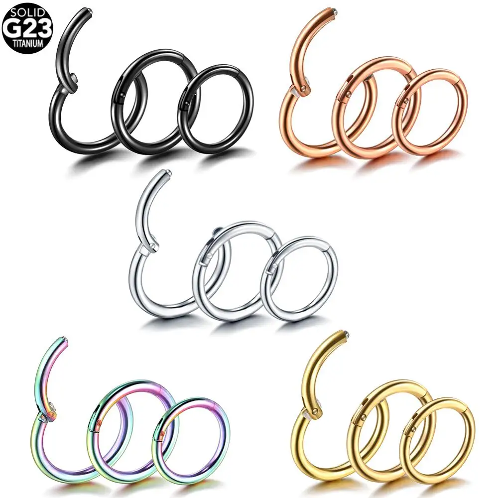 

1PC Titanium Hinged Septum Rings Ear Cartilage Tragus Clicker Eyebrow Lip Nose Piercings Daith Rook Conch Helix Piercing Jewelry