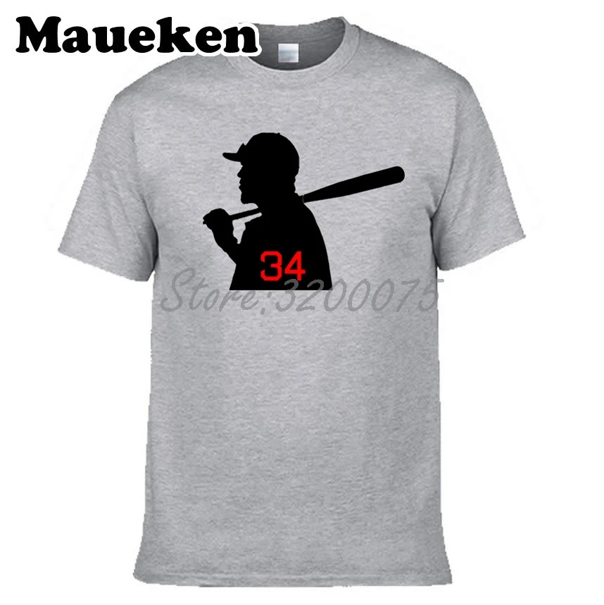 Мужская футболка с круглым вырезом Boston 34 David Ortiz Silhouette красного цвета подарок