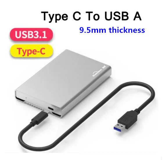 U23QC-A 9.5mm 2,5 ''hdd корпус sata высокоскоростной Тип C 3,1/USB micro-B 3,0 для sata hdd корпус Полный алюминиевый ноутбук жесткий диск caddys - Цвет: U23QC-A 9.5mm