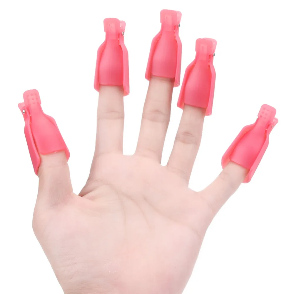 10Pcs NailArt Plastic Reusable Gel Nail Polish Remover Soak Off Cap Clip UV Cleaner Tool | Красота и здоровье