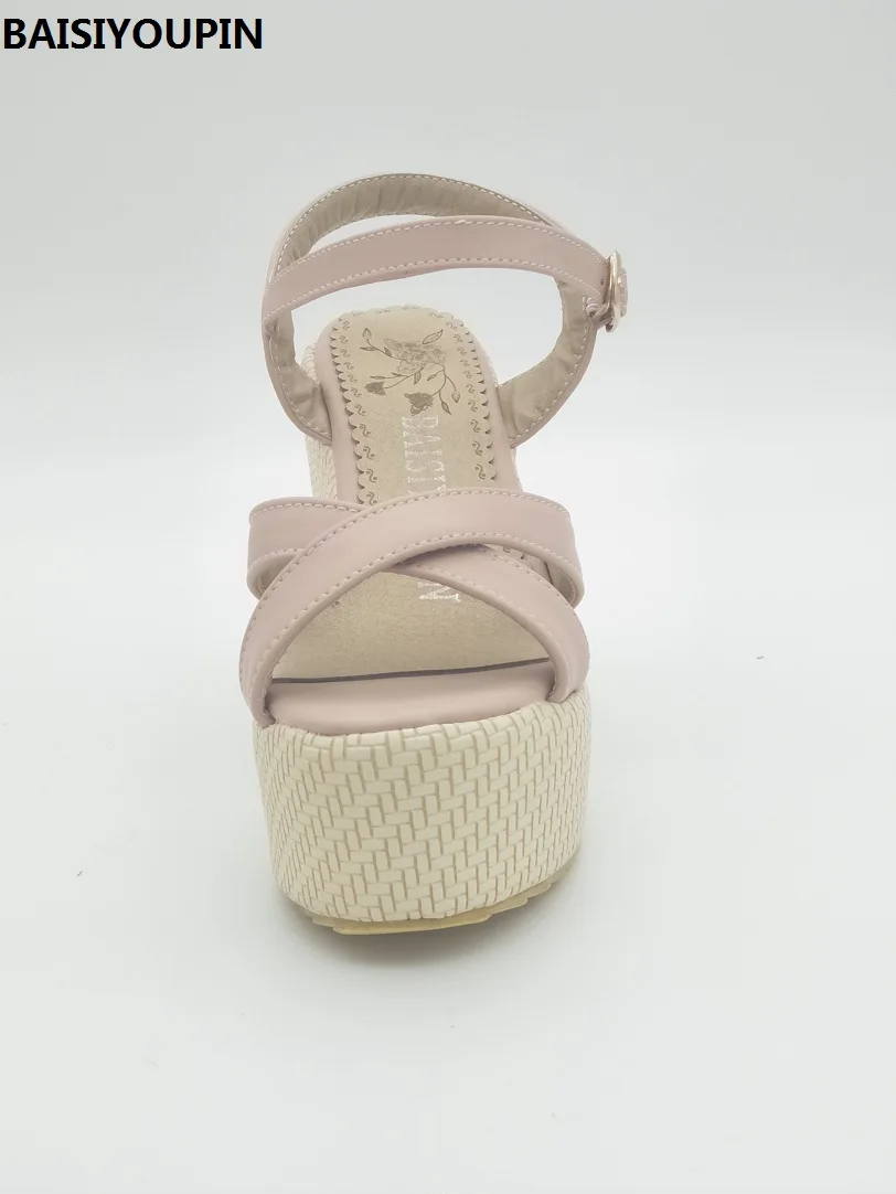 Новинка лета 2018 женские сандалии на очень высокой танкетке с губчатой подошвой