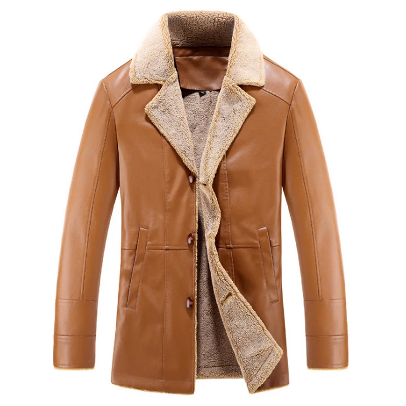 Зимние Для мужчин Кожаные Куртки из искусственной кожи jaqueta masculinas Inverno couro пальто