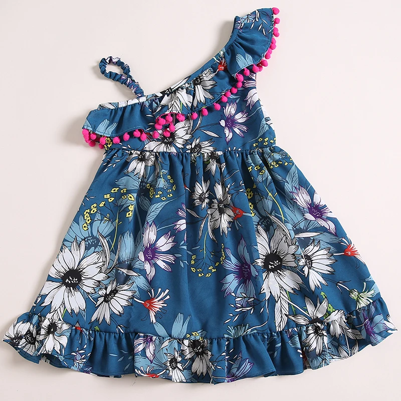 Детское платье для девочек брендовые летние пляжные Стиль Цветочный принт
