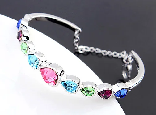 Акция Новый Кристалл от Swarovski Шарм Сердце браслет силивер цвет браслеты для