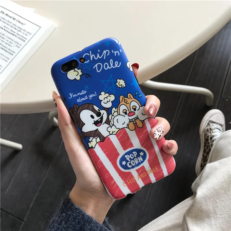 JAMULAR Cute Squirrel Phone Case For iPhone 7 XR XS MAX X 8 6s 6 Plus Cartoon Chip Dale Popcorn Soft IMD Back Cover |
