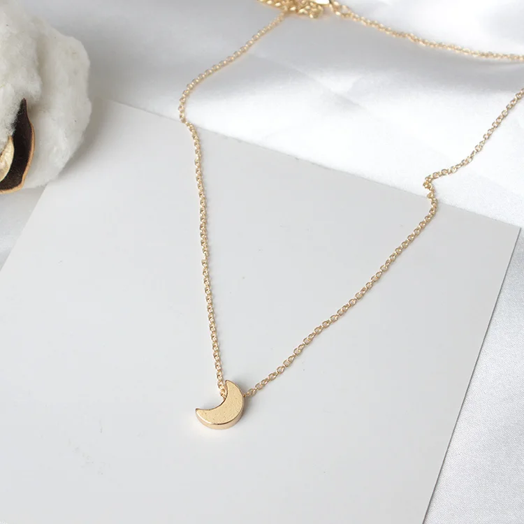 Простая цельная цепочка ожерелье с золотой луной деликатная Минимальная