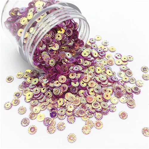 Rose red gold 4 мм круглые колеса цветок Золотое покрытие свободные блестки ПВХ DIY раззноцветные часы ремесло для одежды аксессуары конфетти Spangles 10g - Цвет: Rose red gold
