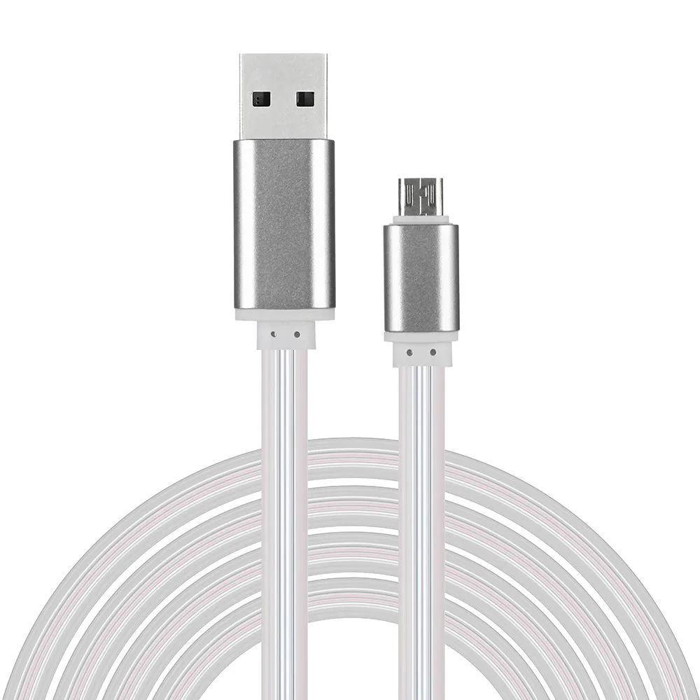 D Четырехцветный светодиодный светящийся кабель Mircro USB 2,4 кабель для быстрой зарядки и передачи данных для телефона, мягкий и прочный кабель Mini Usb N - Цвет: D