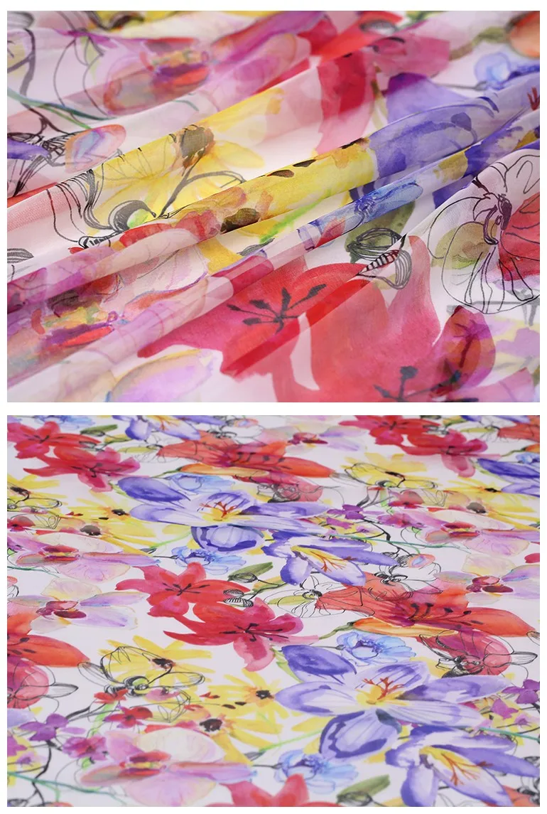 Тонкая и элегантная шелковая шифоновая ткань летняя дышащая Тюлевая для платьев