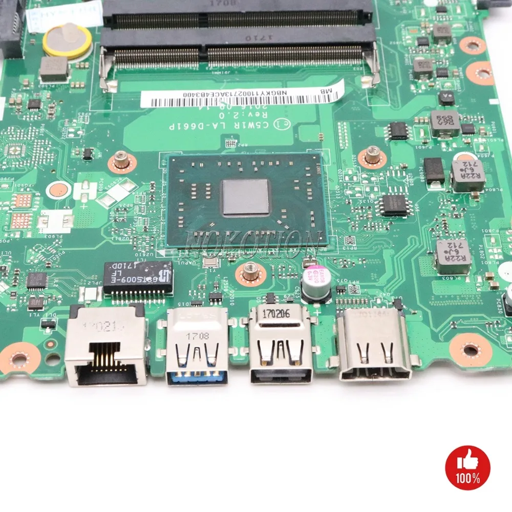NOKOTION C5W1R LA-D661P NBGKY11002 NB. GKY11.002 основная плата для acer aspire ES1-523 материнская плата для ноутбука