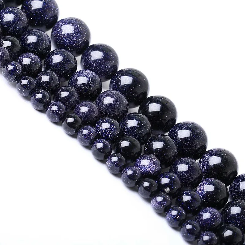 

Natural Blue SandStone Round Loose Beads 16" Strand 4 6 8 10 12 MM Pick Size For DIY Creative Jewelry Making Free shipping