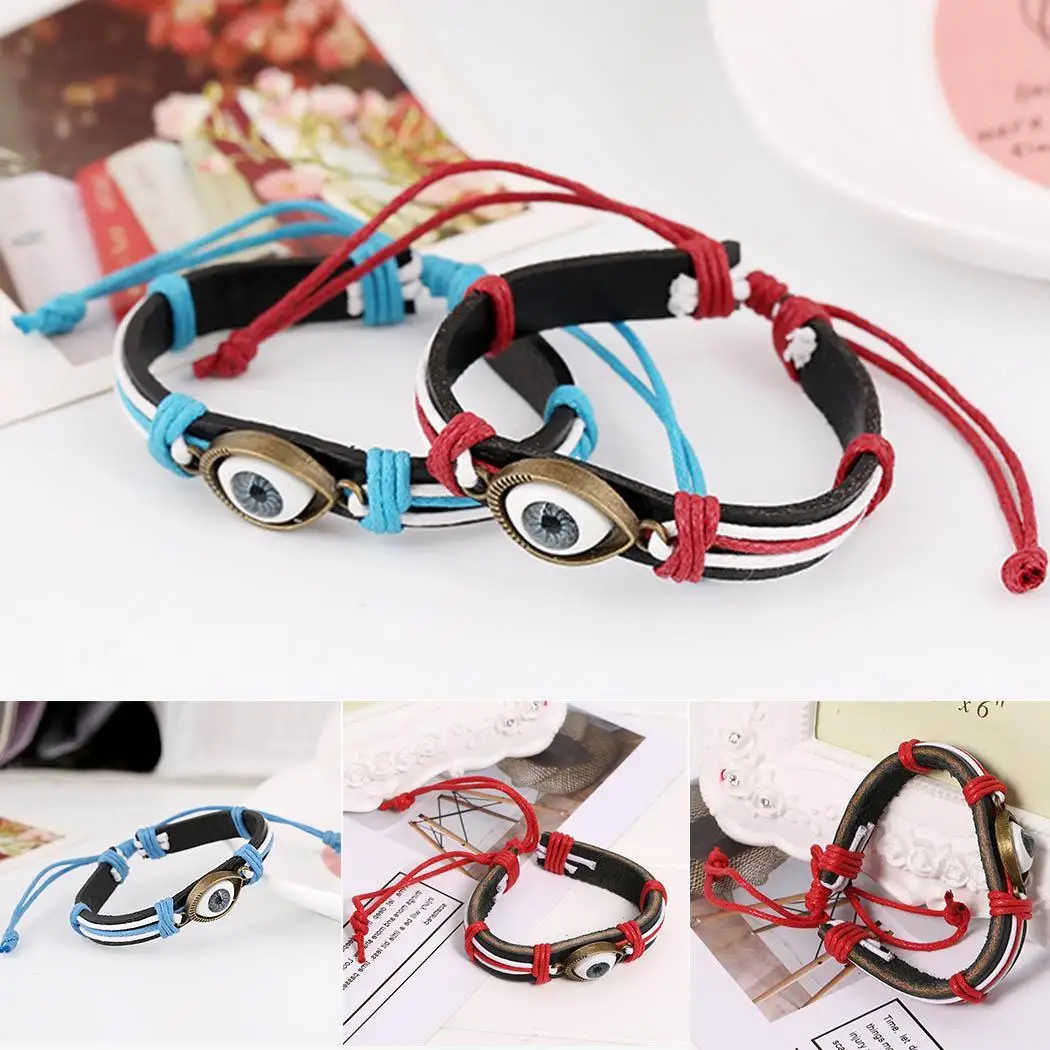 Everyday adjustable 4 6 Wristband Artificial 2 Eye 12cm 7inch Leather Women Weave New Bracelet Beauty Metal Bangle | Украшения и