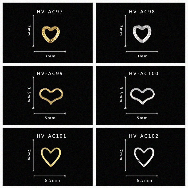 Новое поступление для ногтей в форме сердца наклейки 100 шт. металлические гвозди