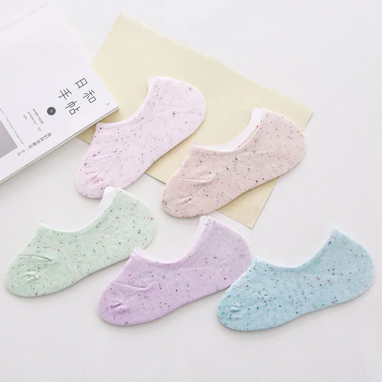 10 pieces = 5 pairs NEW ARRIVED 2016 color points in yarn, cotton summer socks women sock slippers silicone socks