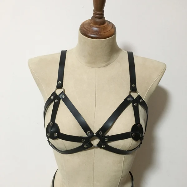 bra harness Модные сексуальные женщины панк-рок кожа Материал Грудь Пояс Ноги жгут талии бедра подтяжки подвязки Пояс Ремни - Цвет: bra harness